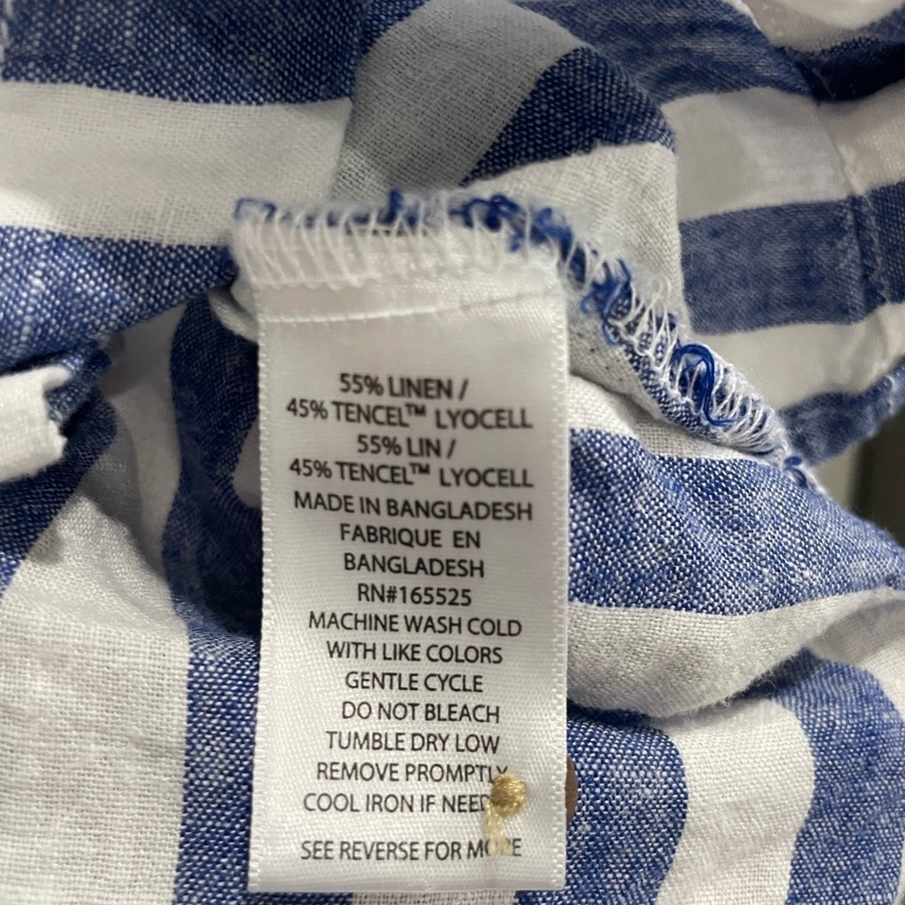 LOLA RIVER Size M Blue and White Striped Women's Blouse - Picture 5 of 5